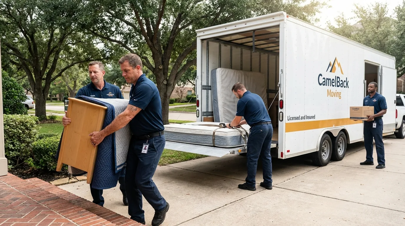Crew loading residential truck for cross-state move from Fairfax, SC