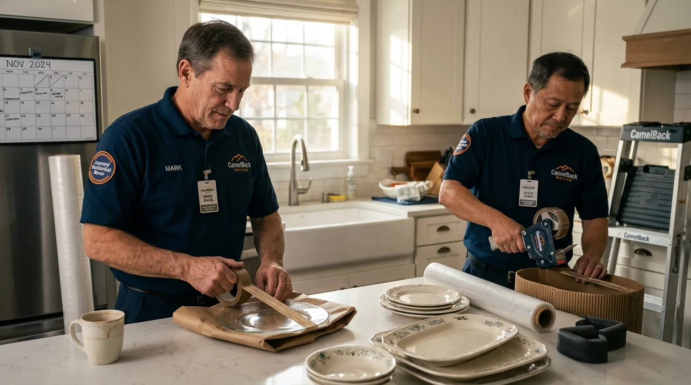 Professional crew packing kitchen dishware in Fairfax, SC